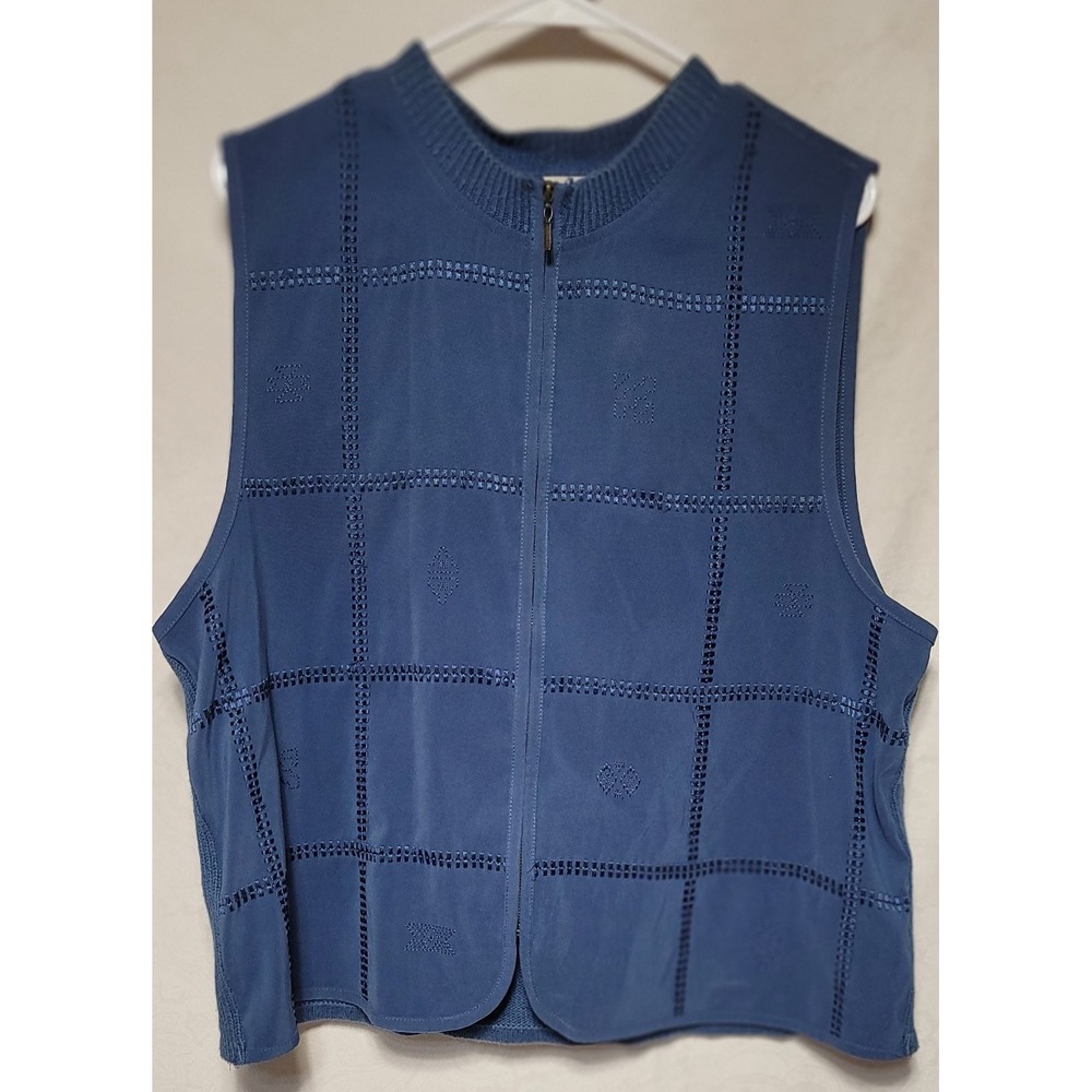 Monterey By Koret Fauz Suede And Knit Womens Vest With Sippered Front Size 16